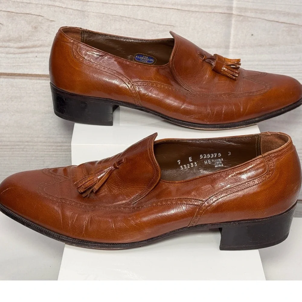 Florsheim Designer Collection Mens Brown Leather Wingtip Tassel Loafer 9 E 33233